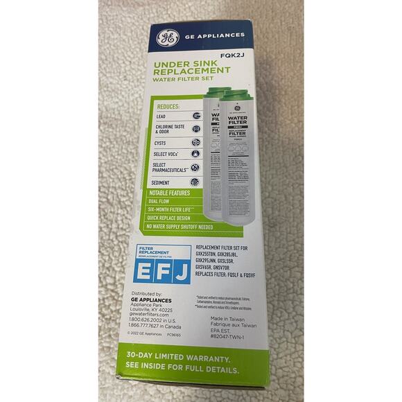 GE Water Filters FQK2J Under Sink Replacement 2 Pack Set Sealed New! - Picture 3 of 4